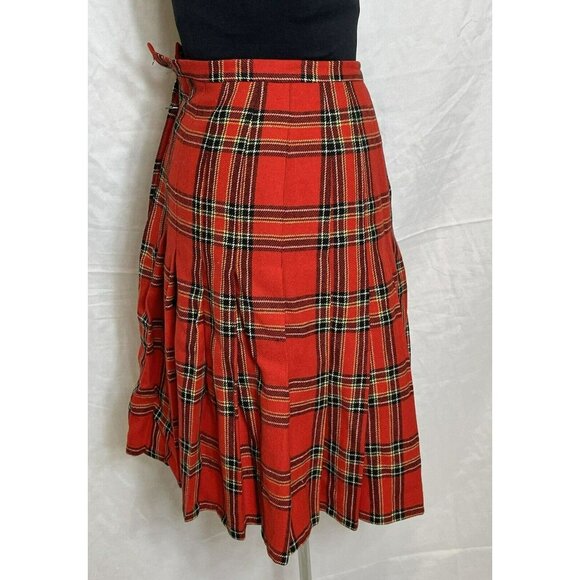 Vintage Young Pendleton Girls Size 11-12 Red Wool Tartan Plaid Pleated Skirt - Picture 3 of 13